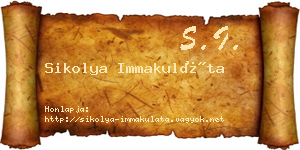 Sikolya Immakuláta névjegykártya